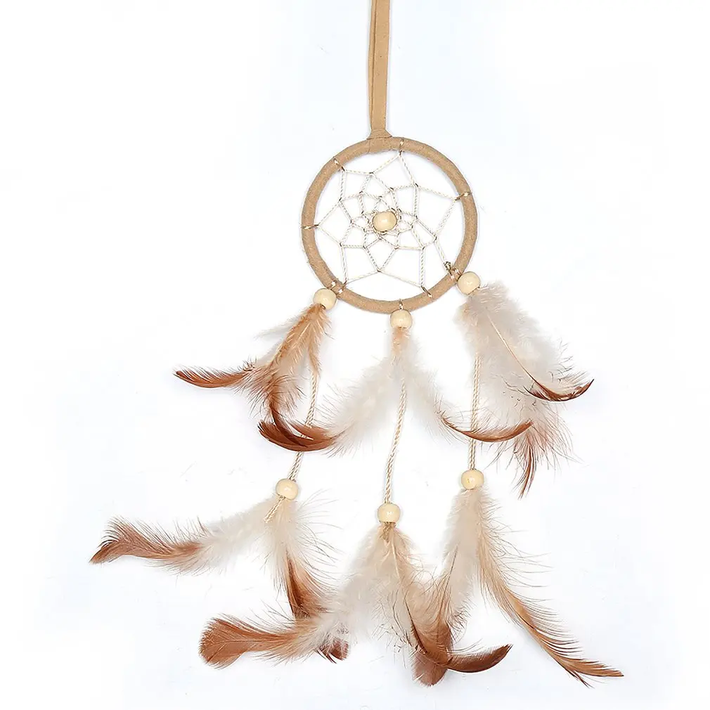 

Dream Catcher Accessories Feather Pendant Decoration Ornament CircularLight BrownOC-2004