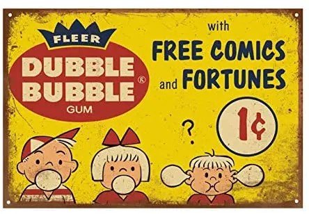 

Tin Signs Retro Reproduction Bubble Gum Advert, Funny Vintage Decor for Home Bar Room Diner Garage Kitchen, 8x12 Inches
