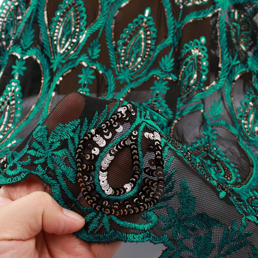 Королевские цветы блестки на сеточку Африка кружева вышитые свадебные Evinging шоу