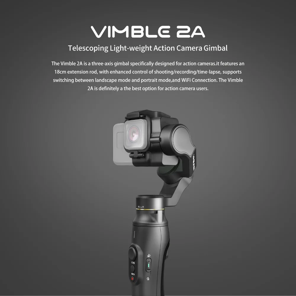 Feiyu Vimble 2A Выдвижная экшн Камера карданный стабилизатор для экшн-камеры Gopro Hero 7/6/5,18 см растяжимый шест со штативом и сумкой для переноски