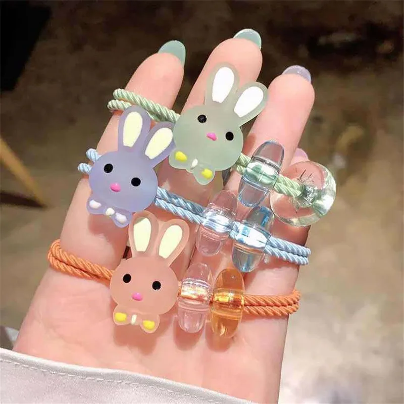 

Transparent Bunny Little Cute High Elastic Rubber Band Hair Ponytail Hair Tie Girls Children's Accessories