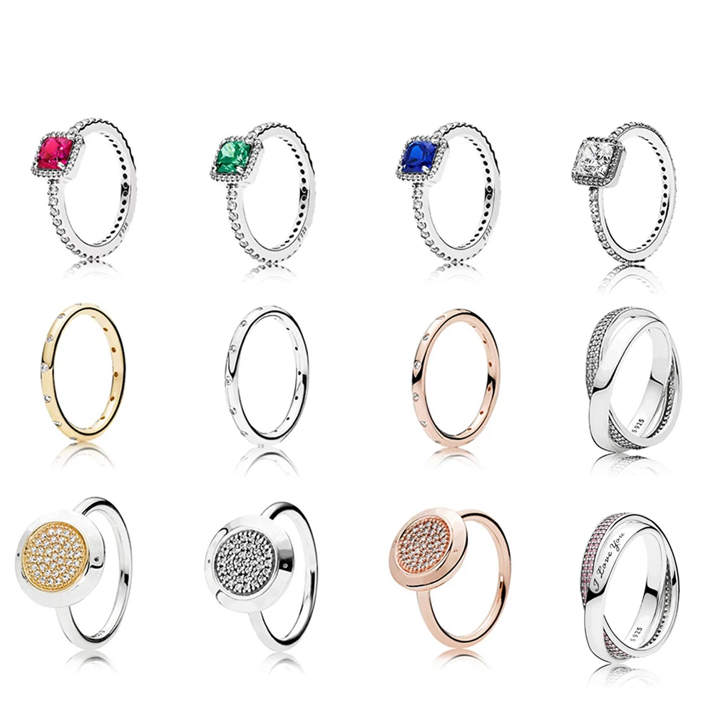 

Новое высококачественное кольцо из стерлингового серебра 100% пробы, Четырехцветные циркониевые капли могут быть сложены, оригинальный лого...