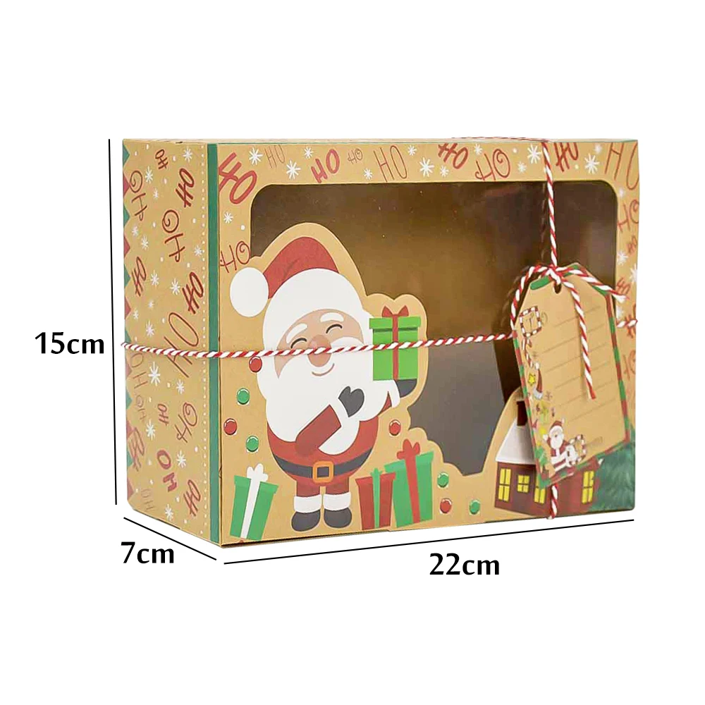 

12Pcs/Pack Christmas Gift Boxes New Year European Style Kraft Paper Favors Case Multi-Purpose Cookie Candy Treats Package Box
