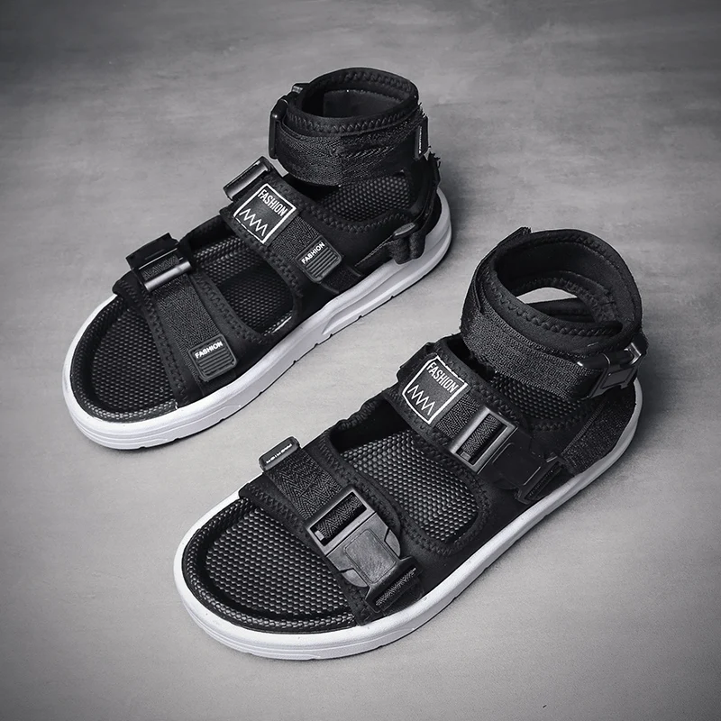 Мужские дизайнерские сандалии гладиаторы до щиколотки Модные мужские Пляжная