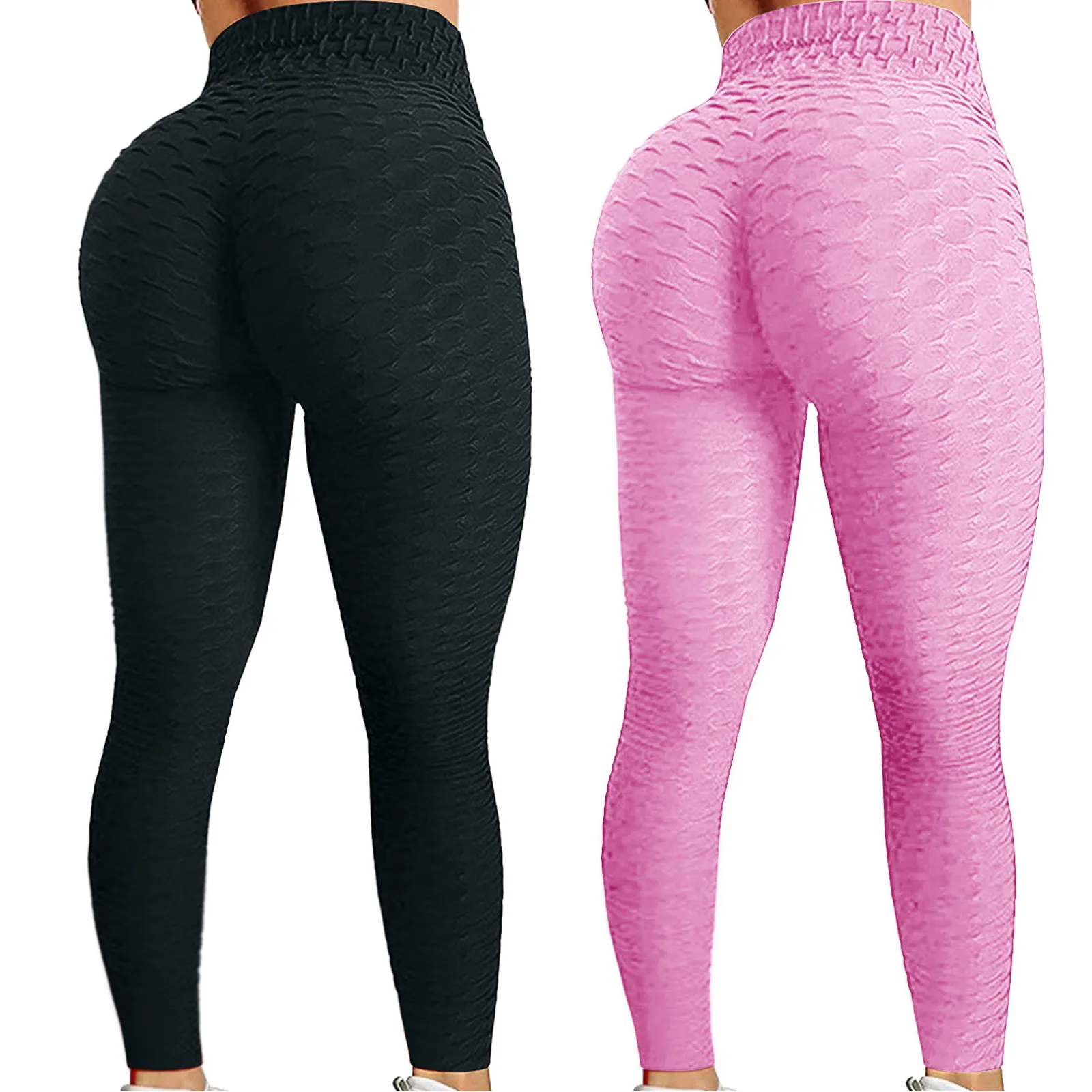 

Women Gym Yoga Seamless Pants 2pcs Women's Bubble Hip Lifting Exercise Fitness Running High Waist Yoga Pants Activewear Pants
