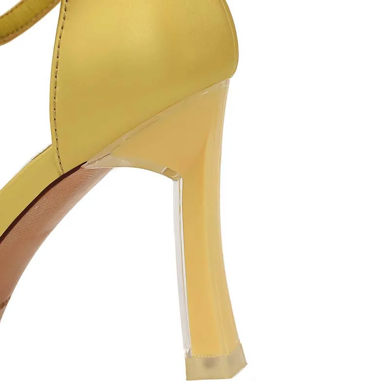 

BIGTREE Fashion Glitter Bling PVC Transparent Jelly Sandals Women Open Toe Pumps Crystal Perspex Spike Heel Party Wedding Shoes