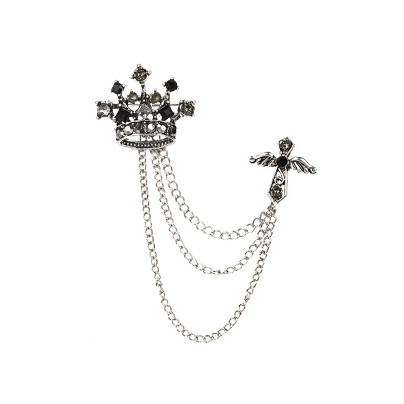 [BR01] свадебные британская Корона Брошь в виде креста костюм тассель цепь штырь