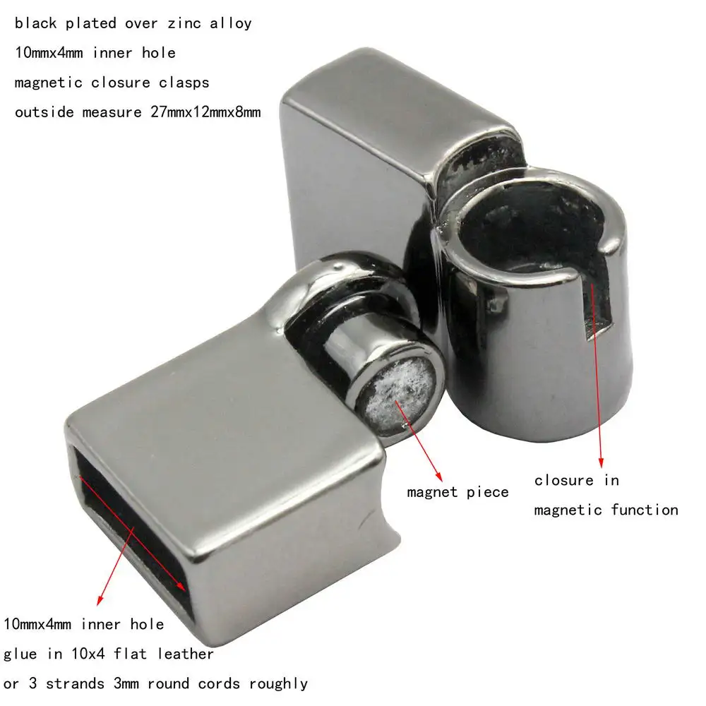 

Aaazee 10x4mm Hole Magnetic Clasps Closure Bracelet Making End Gun Black