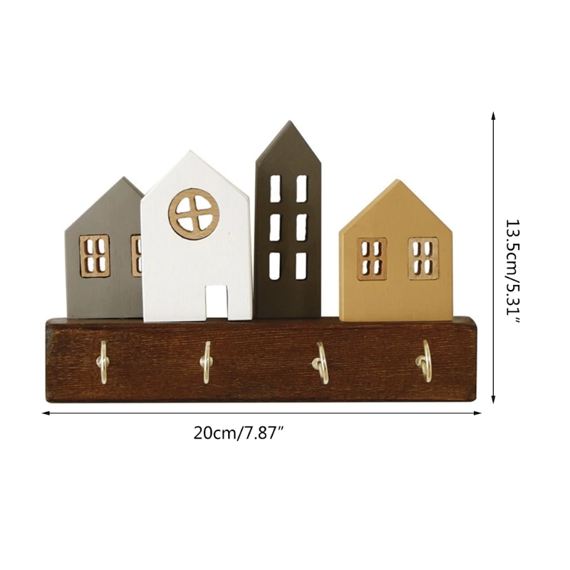 

Retro European Town Wooden Wall Coat Rack Keychain Hook Clothes Storage Organizer Metal Wall Hook for Hanging Clothes