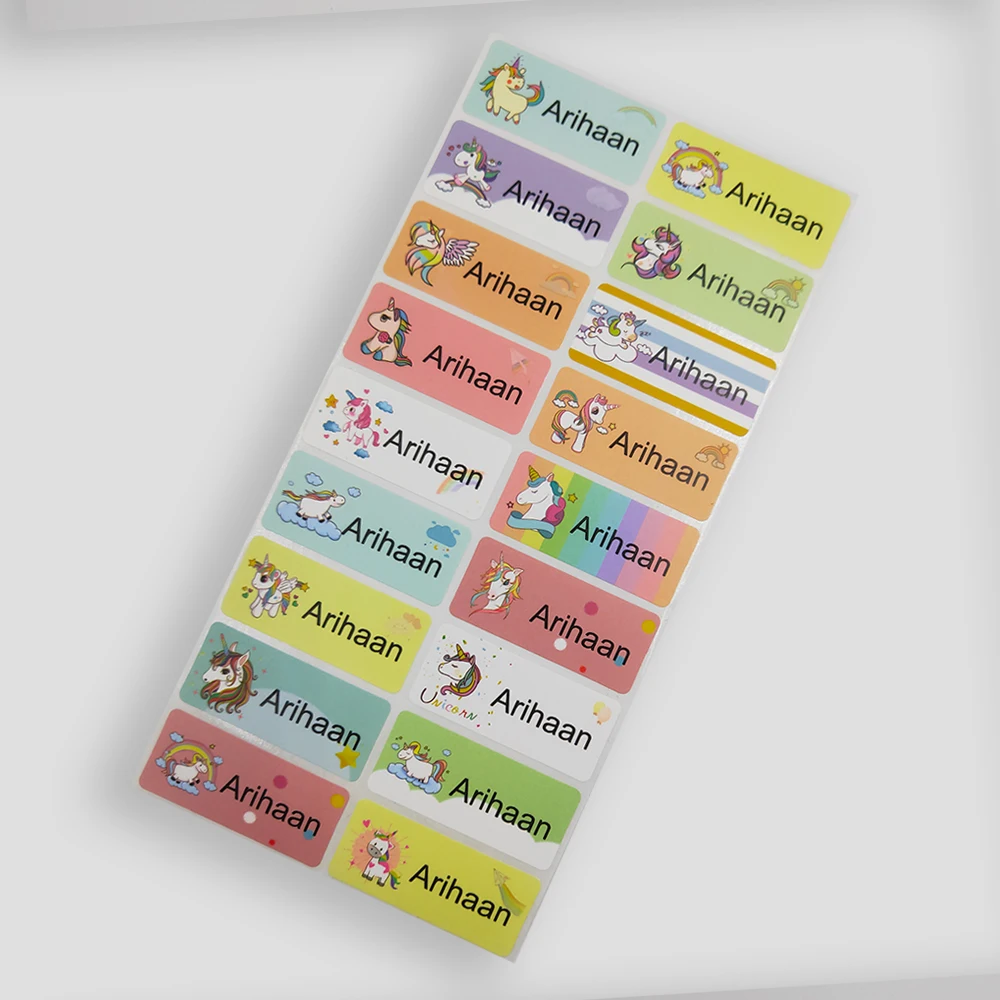3 размера мультфильм Единорог водонепроницаемый Имя Наклейки на заказ детские