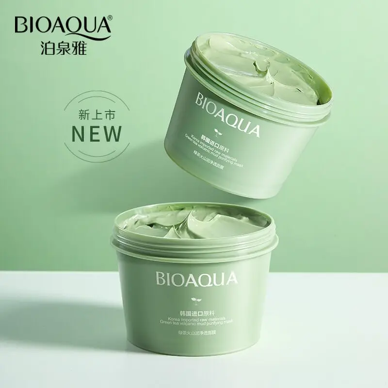 

Green Tea Volcanic Mud Face Mask Hyaluronic Acid Face Mask Oil Control Shrink Pores Moisturizing Remove Acne Deep Cleansing