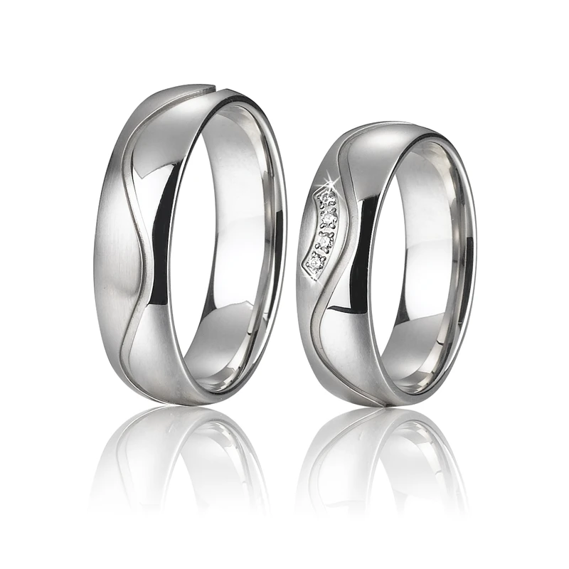 

wedding band ring for couples his and hers Lovers Alliance 1 Pair platinum color titanium jewelry promise anniversary rings