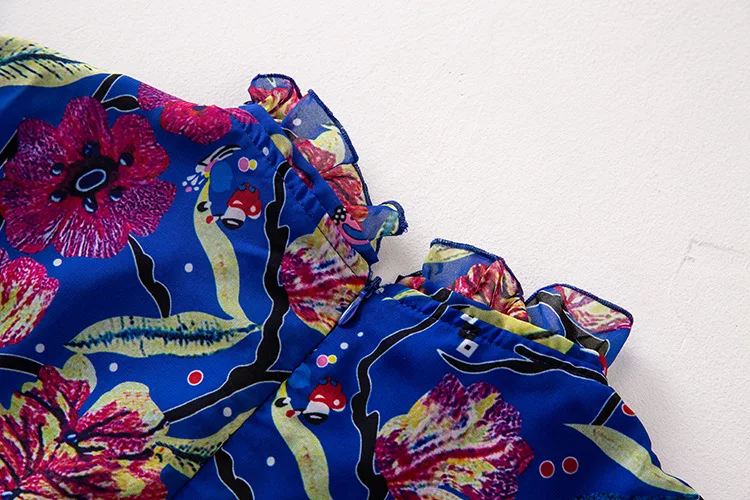 

High Quality Summer New Women's Retro Printed Stand Collar Long Sleeve Beach Dress Slim Fit Long Dress