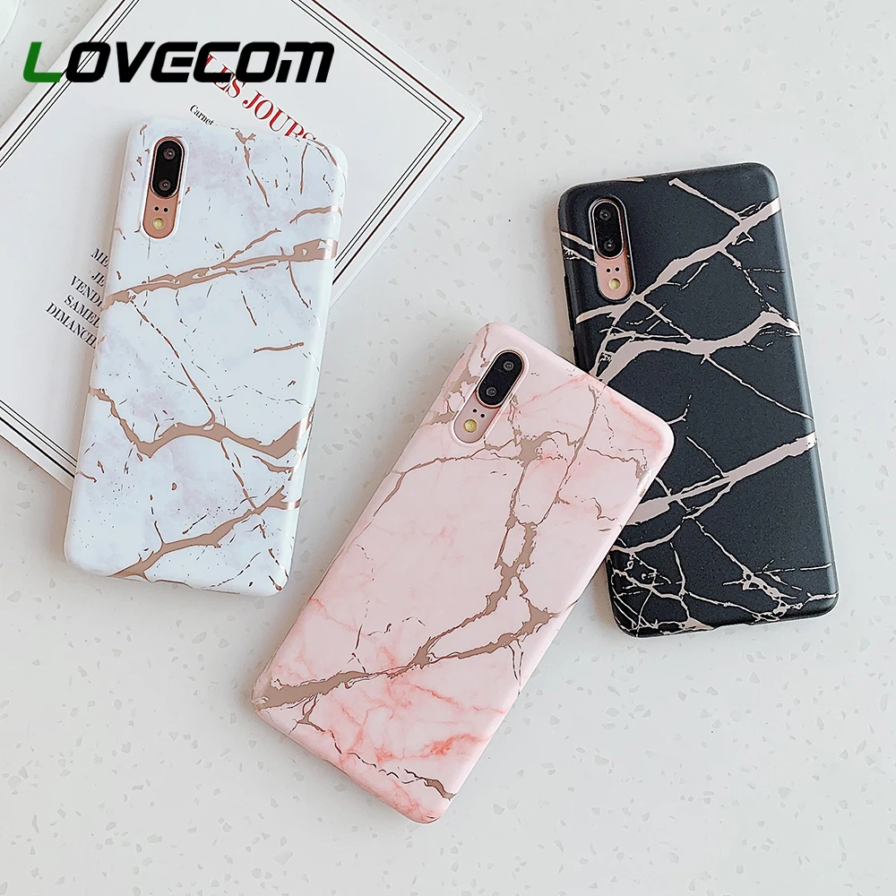 Чехол-накладка для Huawei P40 P30 P20 Mate 30 20 Pro Lite с гальваническим покрытием мраморным |
