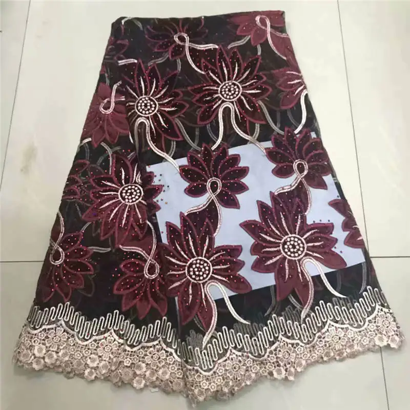 Последний Небесно Голубой французский Африканский кружевной ткани высокого