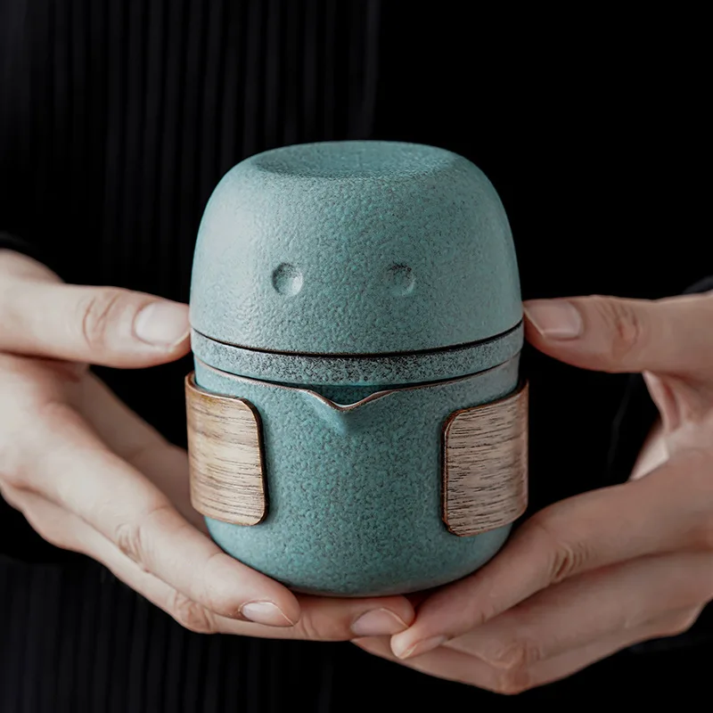 Керамический чайный горшок Gaiwan с 2 чашками портативный дорожный набор дорожным