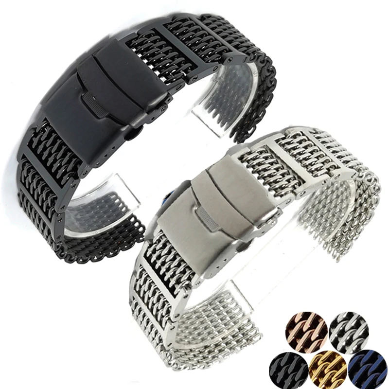 

Milanese Mesh Stainless Steel Watch Band 20mm 22mm 24mm Double Safety Buckle Watch Strap Metal Watchband Replacement Bracelet