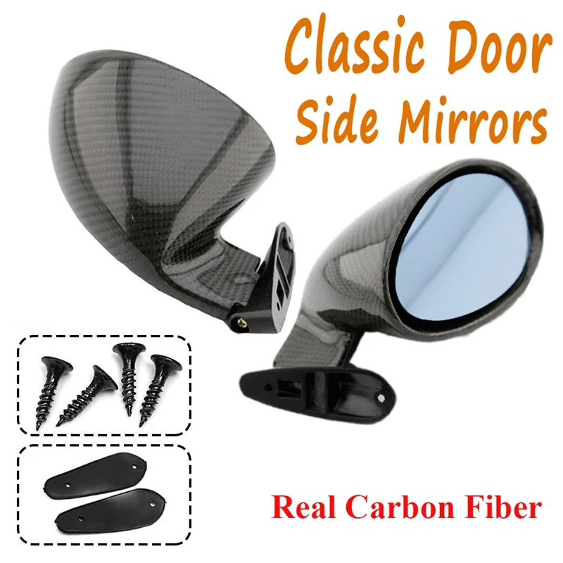 

Real Carbon Fiber Universal Classic Retro Door Wing Side Mirror Rearview Mirror California Style Car Accessories