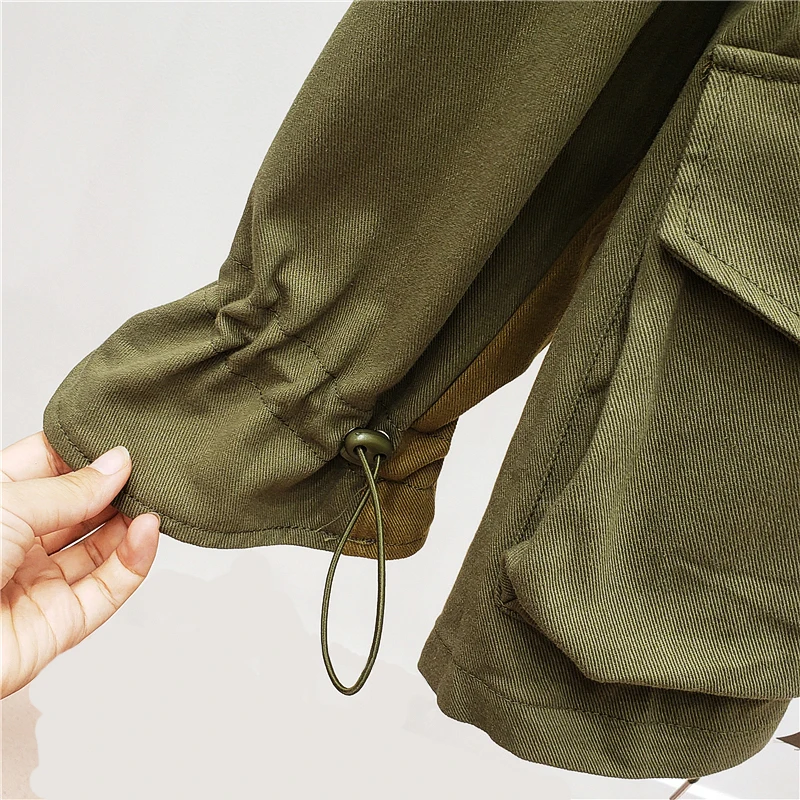 

VGH Casual Jackets For Women Lapel Flare Long Sleeve Patchwork Hit Color Loose Pockets Coats Female 2021 Spring Clothing Fashion