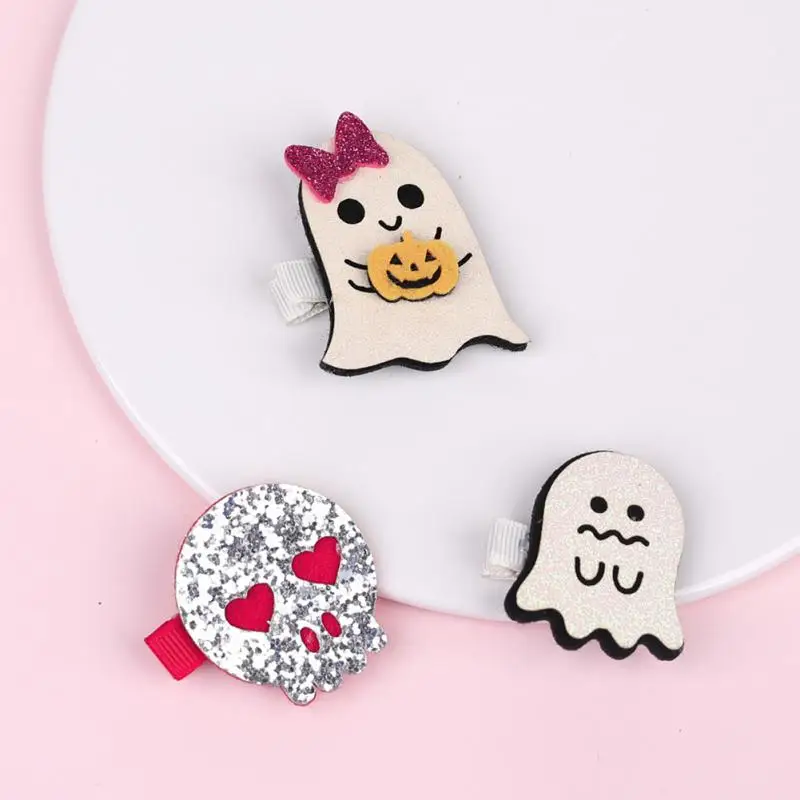 

1PC Halloween Children's Hairpin European And American Baby Pumpkin Head Hemming Clip 6-color Halloween Atmosphere Ornament