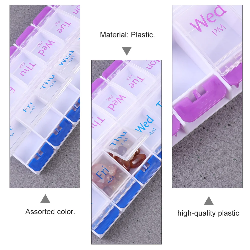 

2Pcs Convenient Medicine Pill Box 14 Compartments Pill Boxes Mini Medicine Pill Tablet Organizer Home Pills Dispenser Storage