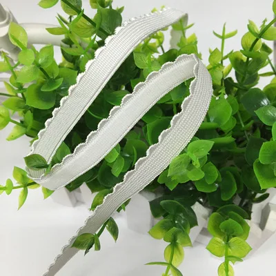 White 15mm wide Черный белый красный 10 мм желтый розовый полиэстер край пикота эластичные ленты для отделки бюстгальтера края 5 ярдов/партия - Цвет: White 15mm wide