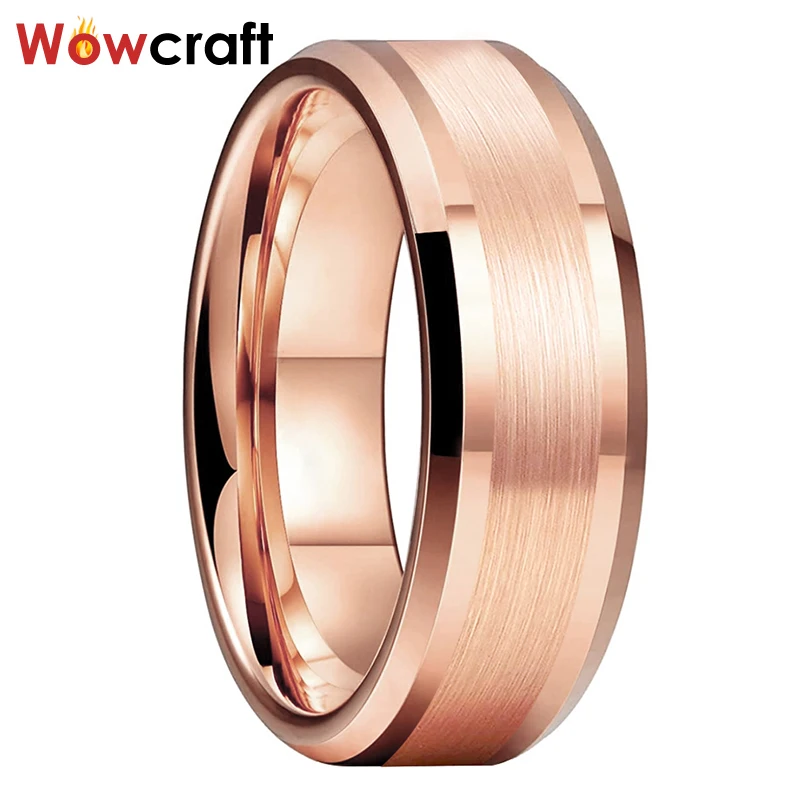 Обручальные кольца из твердого вольфрама для женщин и мужчин 6 мм 8 розовое золото