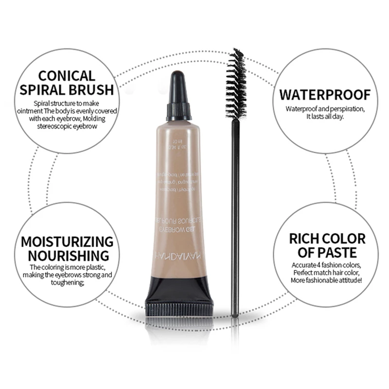 Eyebrow Cream Gel with Brush Waterproof Enhancer Makeup Microblading Tattoo Pen Tint Long Lasting Eye Brow T0765 | Красота и здоровье