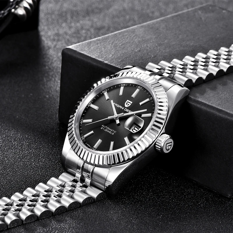 

Часы наручные PAGANI Мужские механические, автоматические водонепроницаемые полностью стальные, черные, 4,7