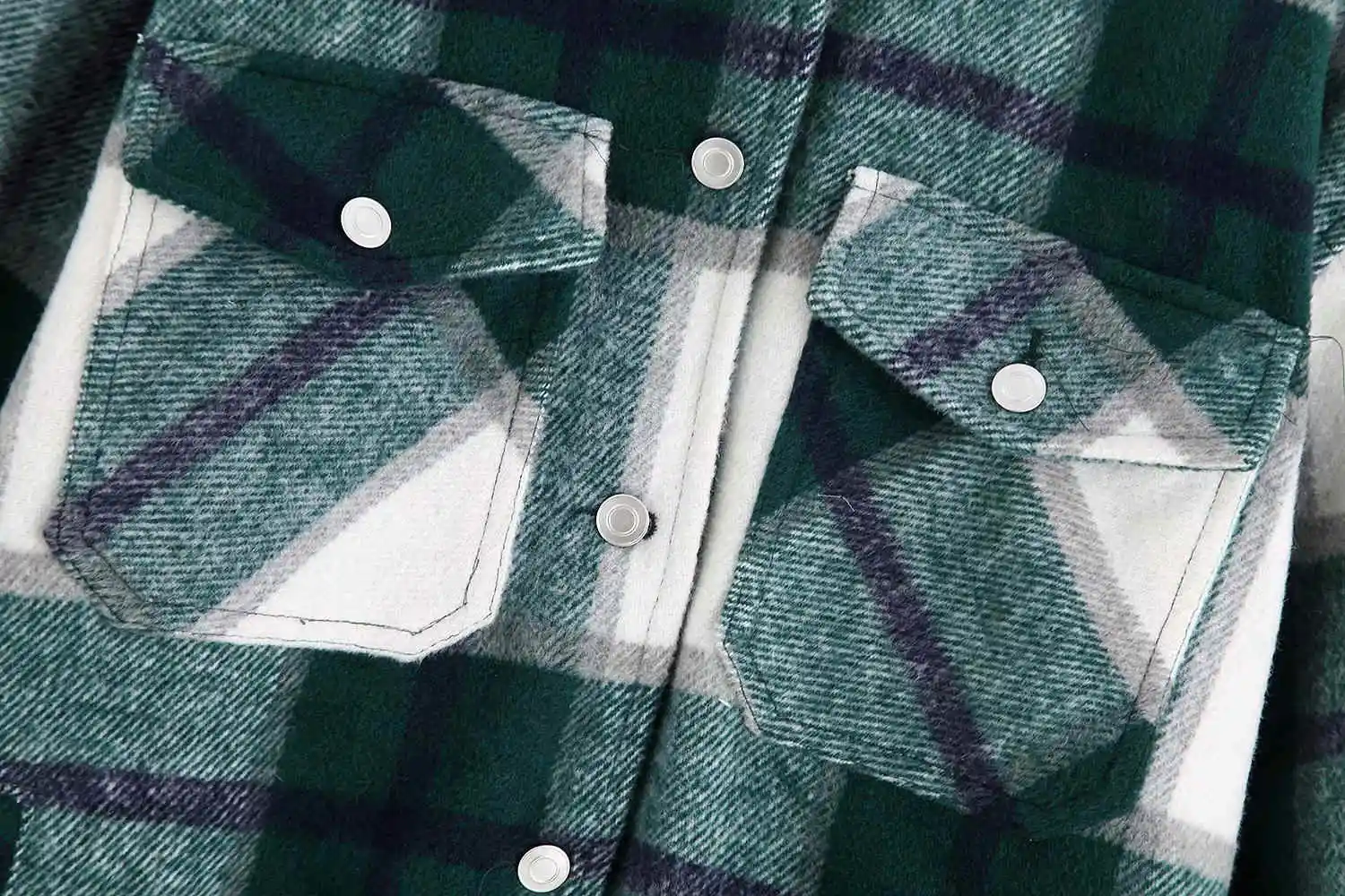

Long Sleeve Pockets Loose Outerwear Chic Tops Women Vintage Stylish Oversized Plaid Jacket Coat Fashion Lapel Collar