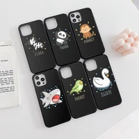 cartoon animal cute lovely phone case black color for iphone 13 12 11 x xr xs pro max mini 6 6s 7 8 plus se funda capa