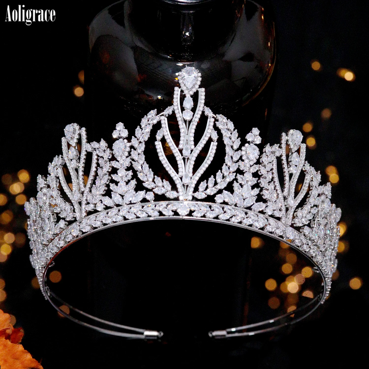 

Женские высокие Свадебные короны, тиары ручной работы с фианитом, 5 А