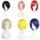 FGY Аниме Короткие прямые волосы мужской синтетический парик черный розовый красный желтый золотой парик косплей искусственный парик для вечеринки