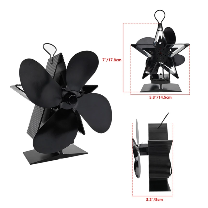 

Star Christmas 4 Blades Heat Powered Stove Fan for Wood Log Burner Heater Fireplace Fuel Saving Quiet Ecofan