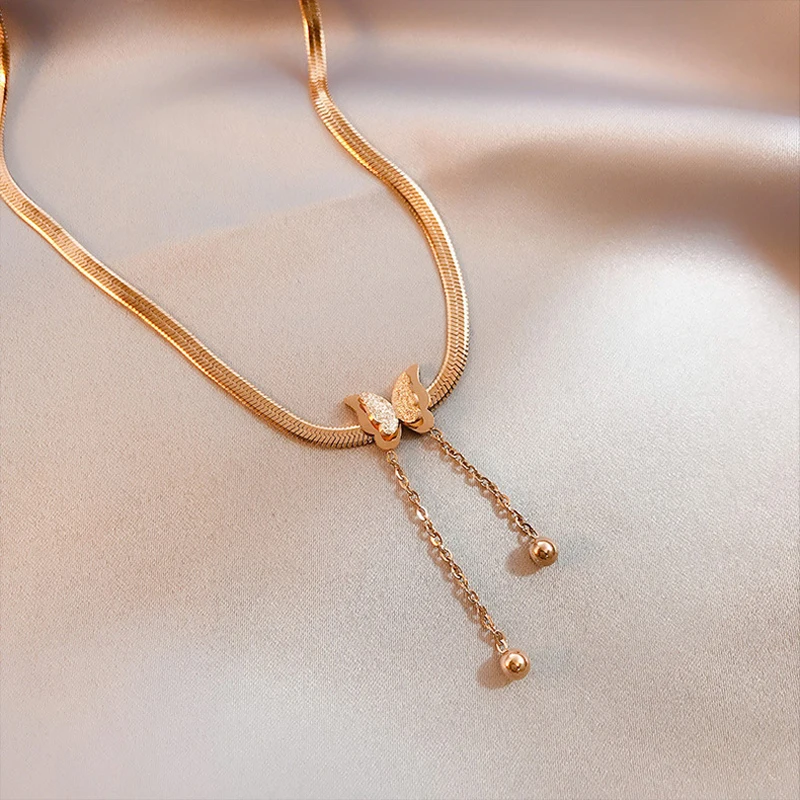 Женское Ожерелье-бабочка из нержавеющей стали 316L | Украшения и аксессуары