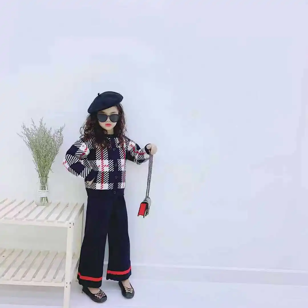 Костюм для девочек Стильная трикотажная куртка с маленьким ароматом большие