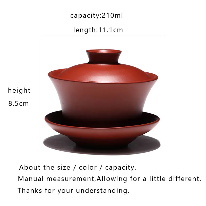 Gaiwan 210 мл натуральная фиолетовая глина чайная чаша с крышкой набор блюдца Исин