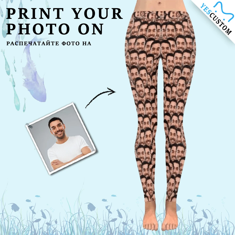 

Custom Face Smash Low Rise Leggings Soft Women Seamless Fitness Elastic Breathable Gym Personalized Yoga Long Tights Pants