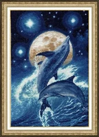 11141618222528ct high quality lovely counted cross stitch kit dolphin dolphins in starry night star stars