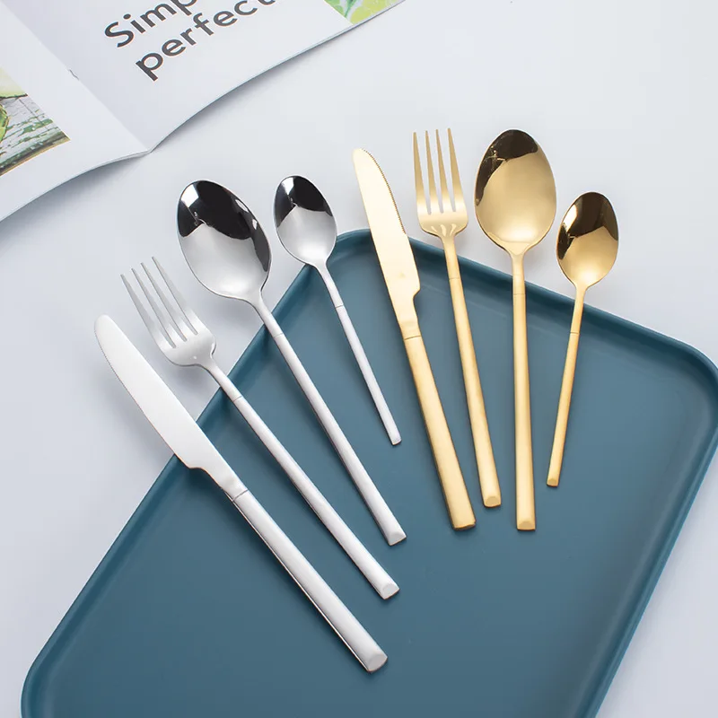 

16pcs Knight Stainless Steel Cutlery Set Western Steak Dinnerware Salad Fork Soup Spoon Fruit Knife Kitchen Flatware Supplies