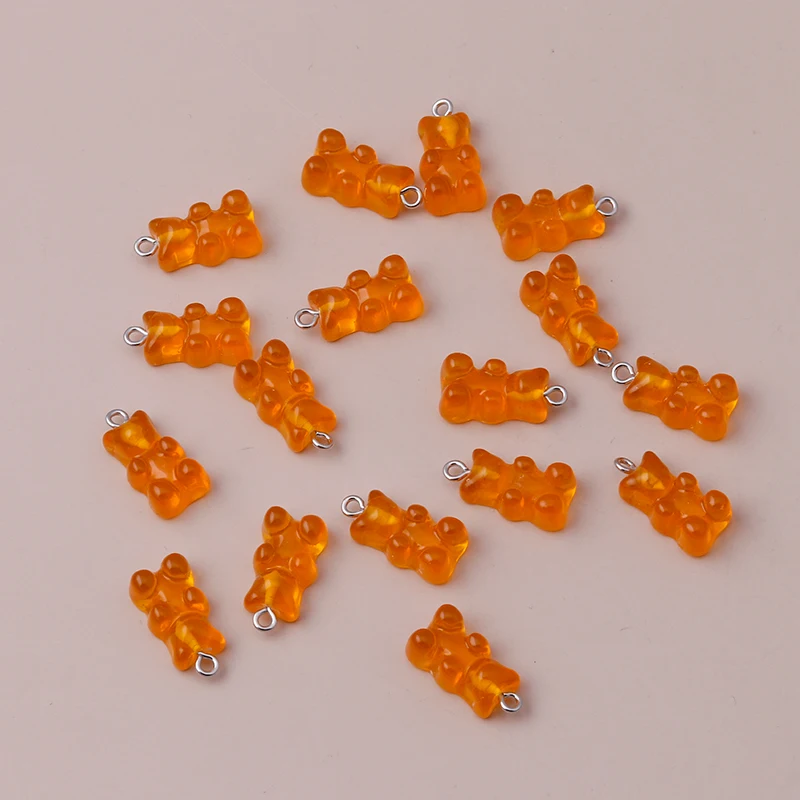 

10pcs 22X11mm Candy Color Gummy Mini Bear Charms for Making Cute Earrings Pendants Necklaces DIY Creative Jewelry Finding