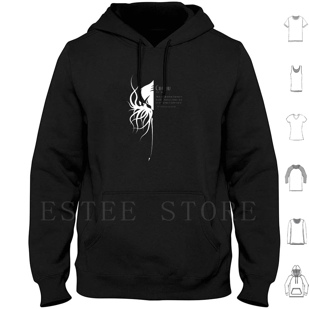 

Cthulhu Hoodies Long Sleeve Cthulhu Horror Goth Gothic Monster Rpg Roleplaying Outline Pattern Madness Tentacles