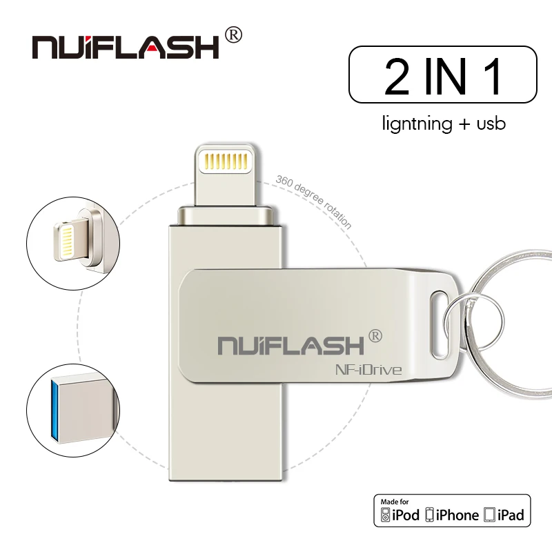 Металлический USB-флеш-накопитель 128 ГБ 32 64 Usb-флеш-накопитель для iPhone X/8 Plus/8/7 Plus