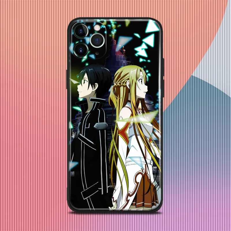 sword art online asuna kirito anime for iphone se 6 6s 7 8 plus x xr xs 11 pro max soft silicone phone case cover shell free global shipping