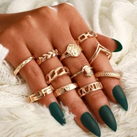 new trend creative personality crown ring geometric heavy metal v shaped female joint ring accessories