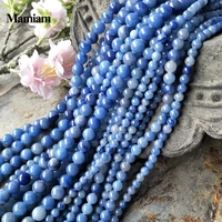 mamiam natural blue aventurine charm beads 6 10mm smooth round stone diy bracelet necklace jewelry making gemstone gift design