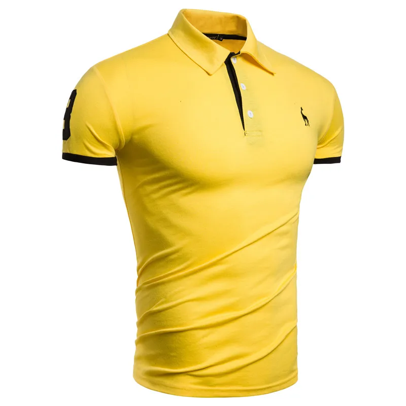 yellow Прямая поставка, 17 цветов, брендовые качественные хлопковые футболки, мужские однотонные облегающие лоскутные Футболки с вышивкой, мужские футболки, американские S-3XL - Цвет: yellow