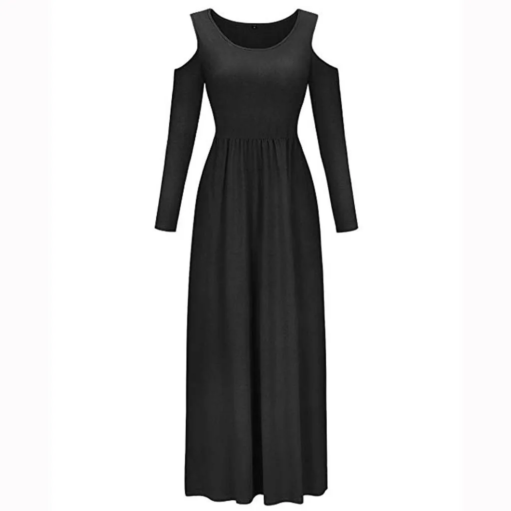 Женское однотонное платье с принтом Элегантное Длинное Платье макси открытыми