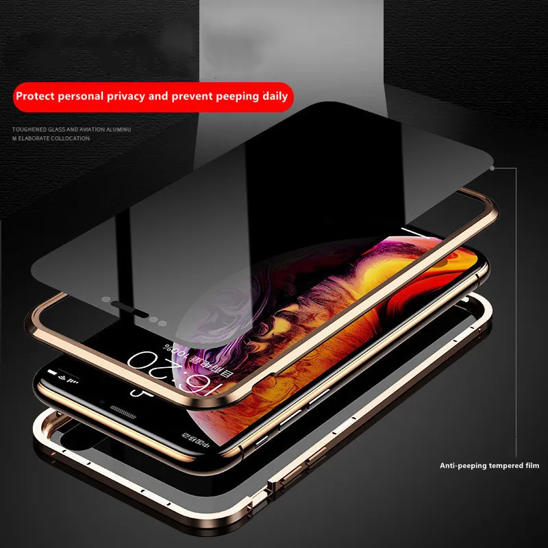 Магнитный защитный стеклянный чехол с поворотом на 360 градусов для Iphone 12 11 XR Pro Max