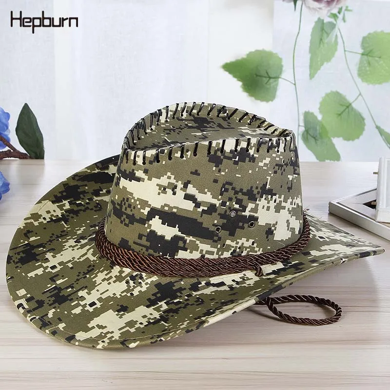 Хепберн бренд 2019 Камуфляж ковбойская шляпа для мужчин/женщин верховая езда